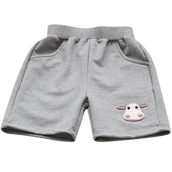 Avtoify Summer Girls Half Shorts Pants Cow Print Casual Sports Bottoms for Kids Aged 2-12 Elastic Waist Five Inch Daily Outer Wear