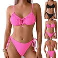 thumbnail image 1 of AVTOIFY Solid Women Color Lace-up Split Bikinis Swimsuit Bikini Beach Hot-piece Swimsuit, 1 of 7