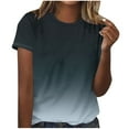 thumbnail image 1 of AVTOIFY Summer Womens Blouses Dressy Casual, Ladies' Casual Gradient Printed T-shirt Short-sleeved Round-neck Top Black S, 1 of 4