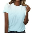 thumbnail image 1 of AVTOIFY Summer Womens Blouses Dressy Casual, Ladies' Casual Gradient Printed T-shirt Short-sleeved Round-neck Top Light Blue S, 1 of 4