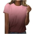thumbnail image 1 of AVTOIFY Summer Womens Blouses Dressy Casual, Ladies' Casual Gradient Printed T-shirt Short-sleeved Round-neck Top Rose Gold XXL, 1 of 4