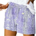 thumbnail image 1 of AVTOIFY Summer Womens Shorts Casual, Women's Summer Printed Pocket Bandage Shorts Casual Pants Purple XL, 1 of 5