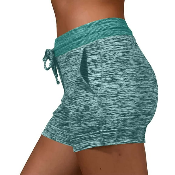 AVTOIFY Summer Womens Shorts Casual, Women's Summer Solid Color Fashionable Drawstring Pocket Sports Shorts Army Green M