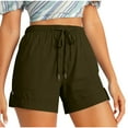 thumbnail image 1 of AVTOIFY Summer Womens Shorts Casual, Womens Plus Size Comfy Drawstring Casual Elastic Waist Pocket Loose Shorts Pants Army Green XXXL, 1 of 9