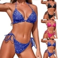 thumbnail image 1 of AVTOIFY Women Solid Backless Bikinis Tops Bikini Bandage-Pieces Swimwear Swimsuit Beachwear Set, 1 of 8