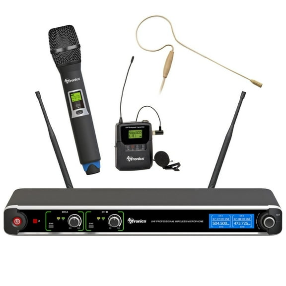 AVTronics 200 Channel 1 Handheld & 1 Lapel Mic System and Earworn Microphone
