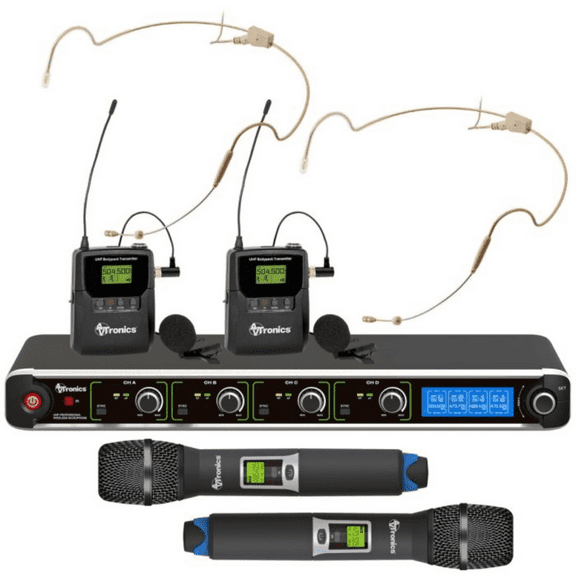 AVTronics 200 Channel 2 Handheld, 2 Lapel Mic System and Rack Mount Ears | Versatile and Reliable for Professional Audio
