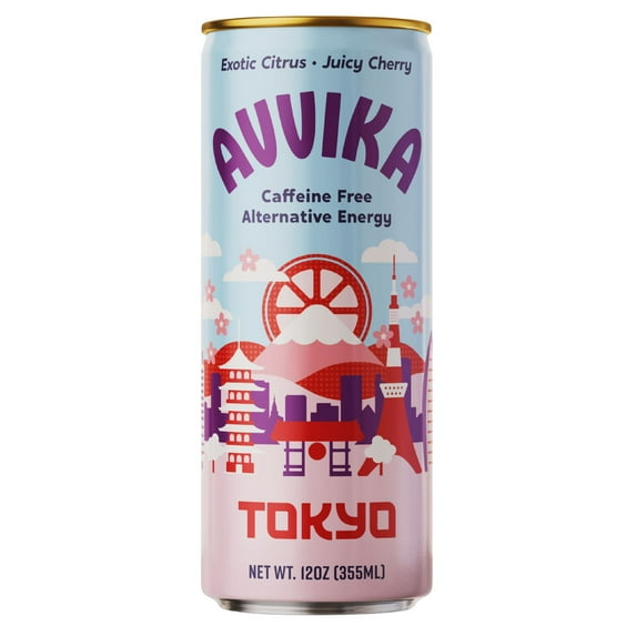 AVVIKA Tokyo (Exotic Citrus • Juicy Cherry) Caffeine-Free Energy Drink 12 Pack, 12 fl oz