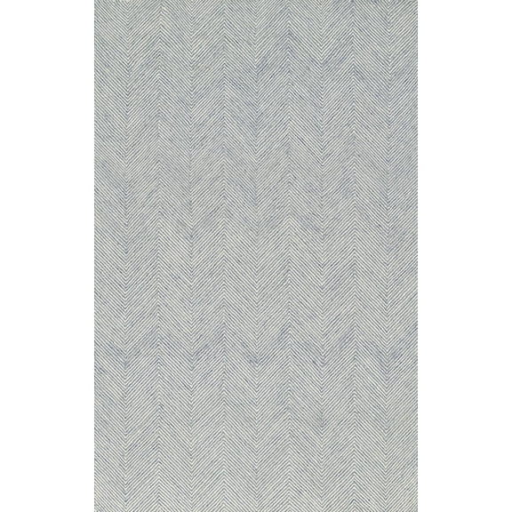 AVYAY RUGS Modern Herringbone Chevron Handcrafted Wool Area Rug, Durable Zigzag Pattern Carpet for Living Room, Bedroom & Dining Room, Blue, 4' x 6'