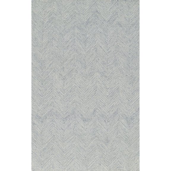 AVYAY RUGS Modern Herringbone Chevron Handcrafted Wool Area Rug, Durable Zigzag Pattern Carpet for Living Room, Bedroom & Dining Room, Blue, 8X10