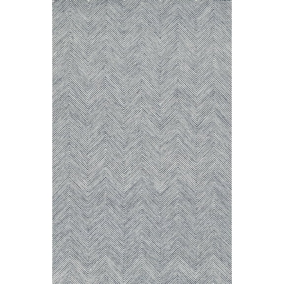 AVYAY RUGS Modern Herringbone Chevron Handcrafted Wool Runner Rug, Durable Zigzag Pattern Carpet for Hallway & Entryway, Denim,2.5X12