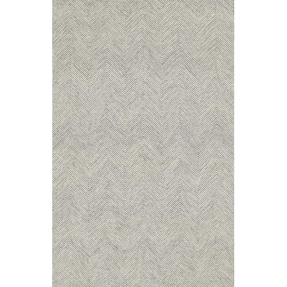 AVYAY RUGS Modern Herringbone Chevron Handcrafted Wool Runner Rug, Durable Zigzag Pattern Carpet for Hallway & Entryway, Grey, 6X8