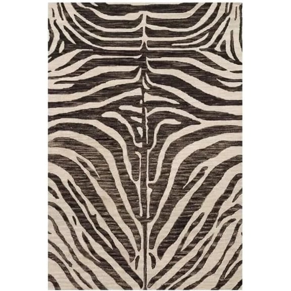 AVYAY RUGS Zebra Handmade Tufted Wool Area Rug, Chocolate Brown & Cream Animal Print Carpet for Living Room, Bedroom, Office & Home Décor,8.5 x 12