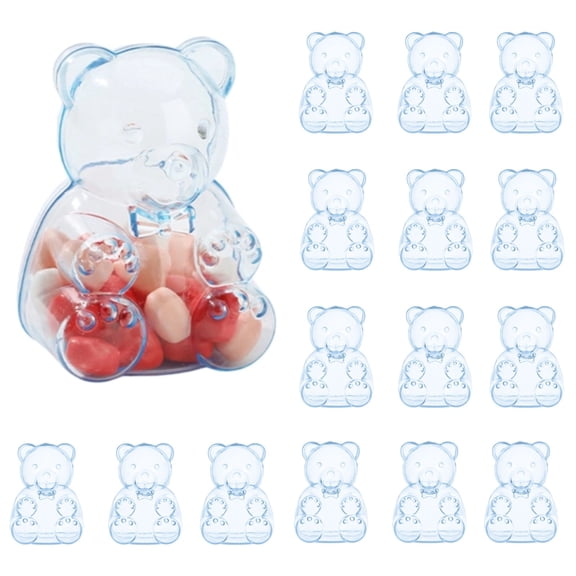 AVYERVO 12-Pack Gummy Bear Container, Blue Clear Plastic Holder (7cm/2.75in, Total 60.24 oz) – Valentine's Day Gift & Kids' Birthday Party Favors