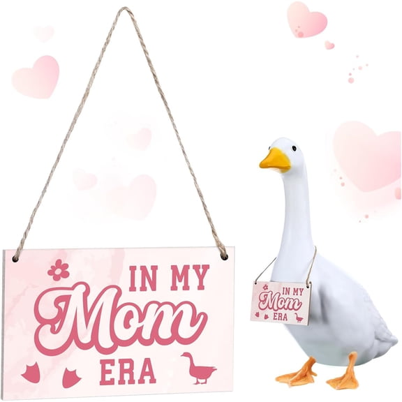 AVYERVO Mother's Day Porch Goose Sign, 3.9" Guard Duty Sign, Decorative Wooden Crafts, Courtyard Garden Sign, Wooden Plaque