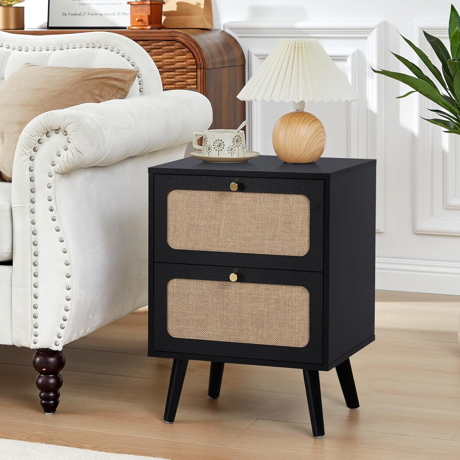 AVZEAR Mid Century Night Stand with 2 Drawers, Farmhouse End Table with — free download