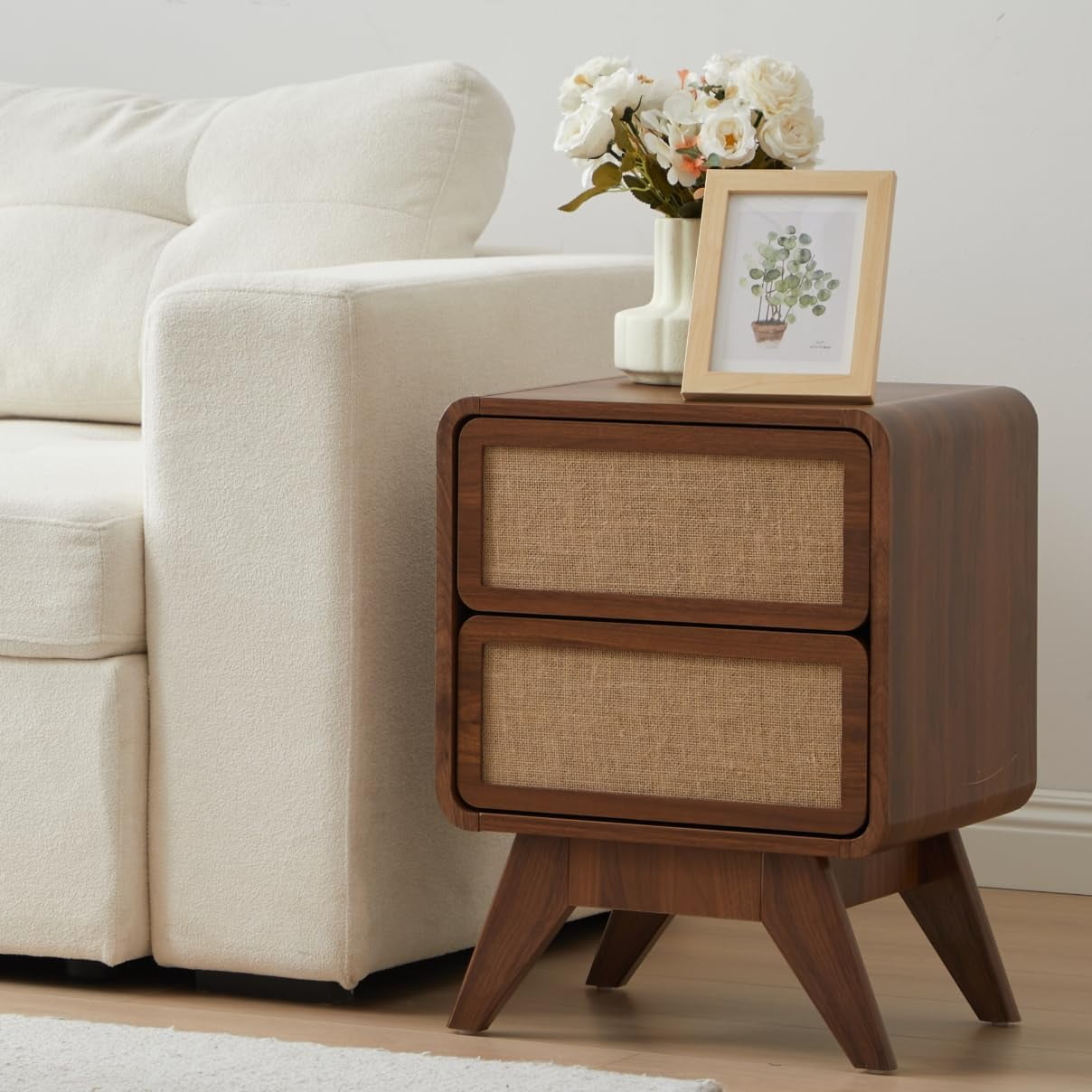 AVZEAR Mid Century Night Stand with 2 Drawers, Wood Bedside Table — free download