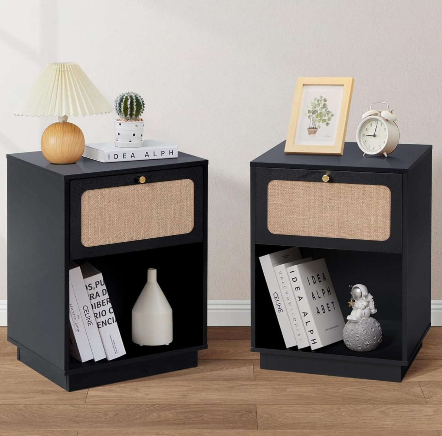 AVZEAR Mid Century Night Stand Set of 2, Modern Nightstand with Drawer — free download