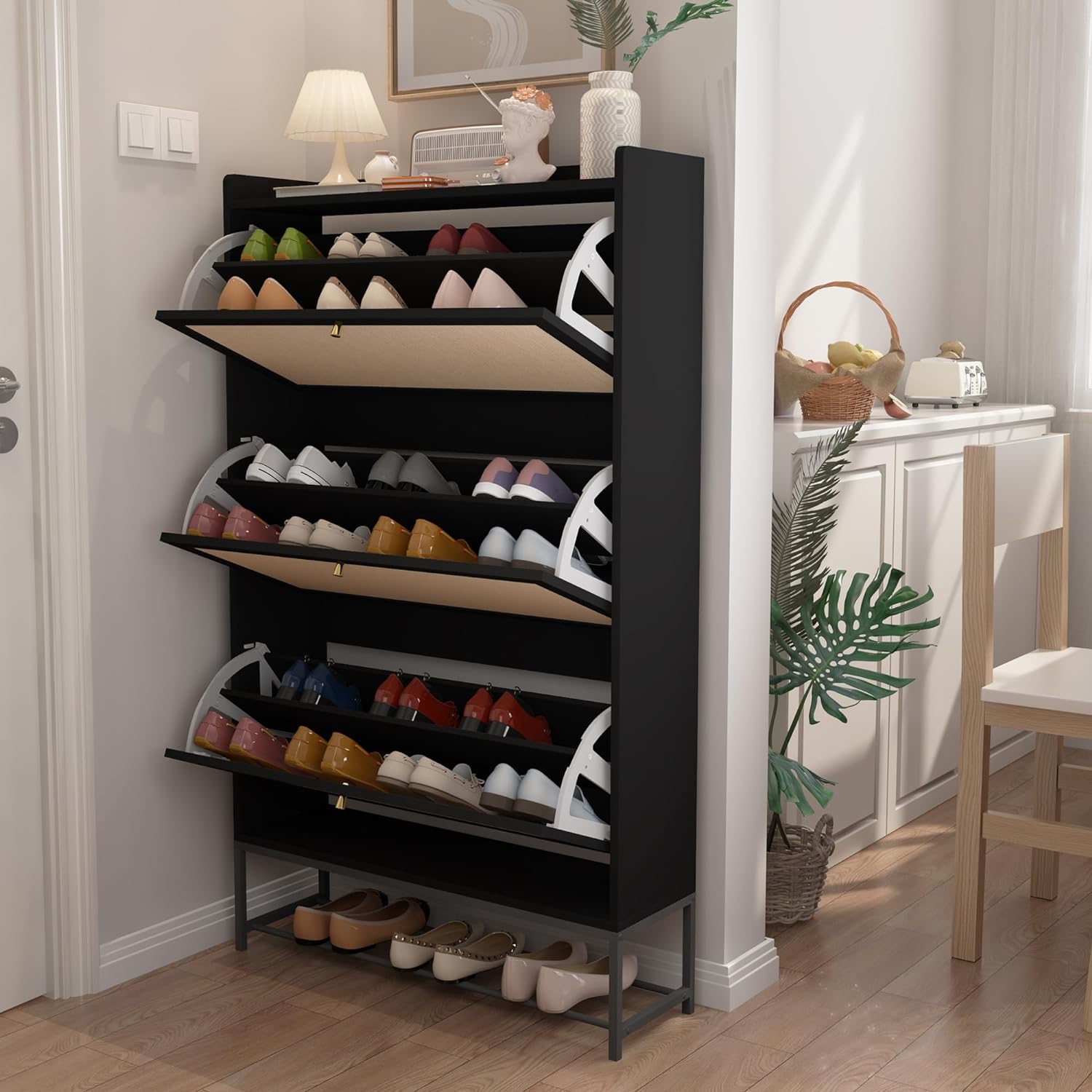 Tipping Bucket Rack Shoe Cabinet, Shoe Cabinet Freestanding Tipping Bucket Shoe Rack ...