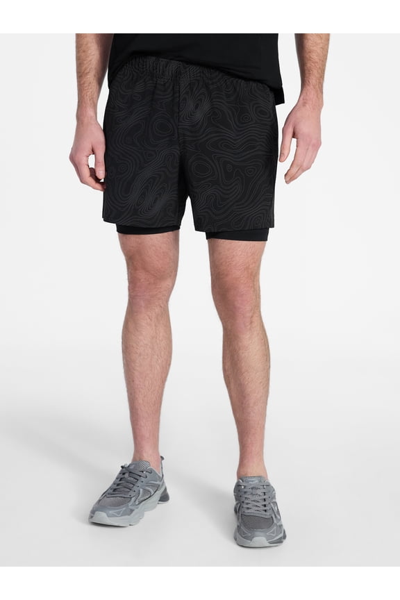 Men's and Big Men's 2 in 1 Gym Shorts with Liner, 6" & 8" Inseams, Sizes S-3XL