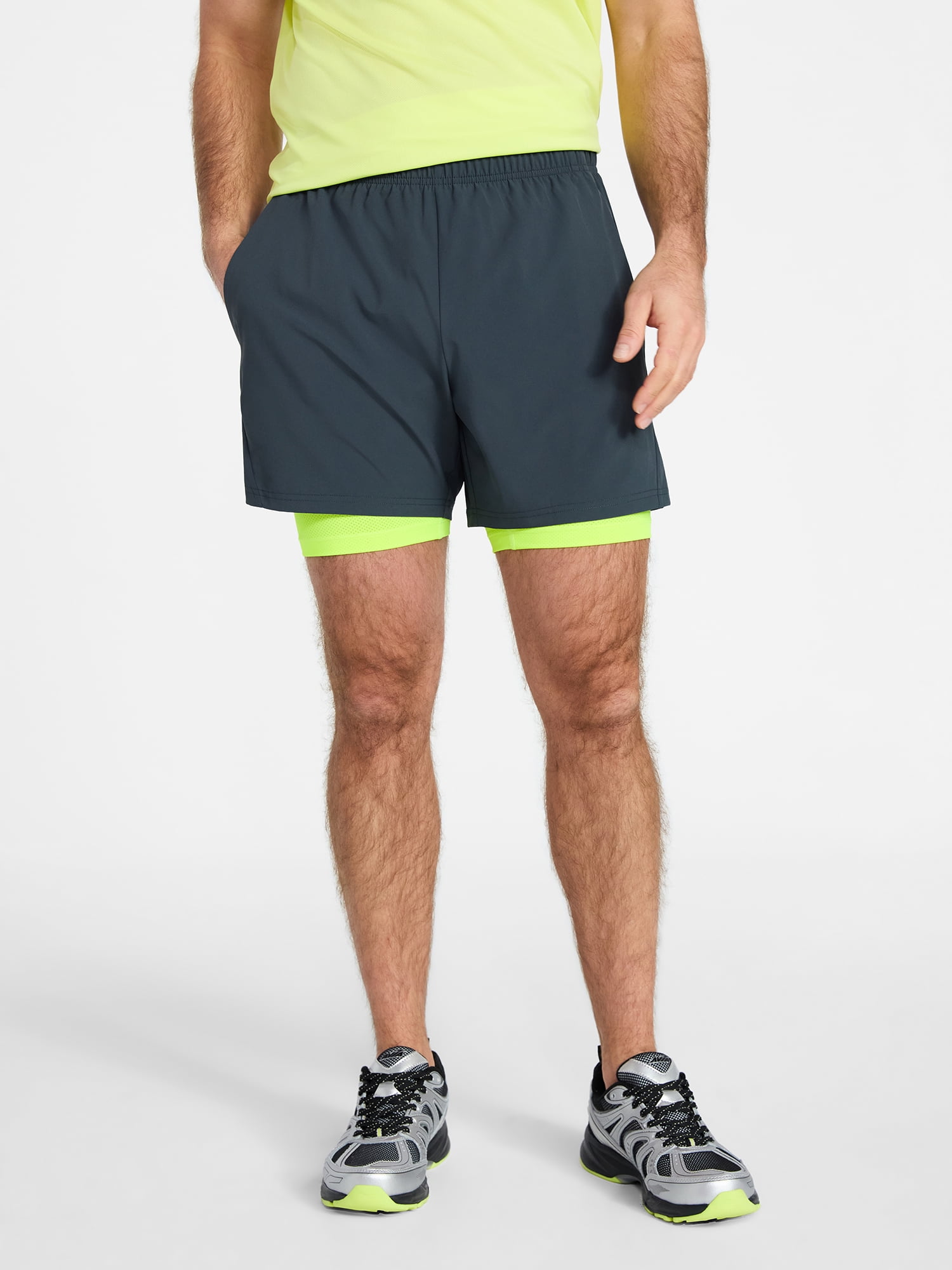 Athletic Works Men's and Big Men's 2 in 1 Gym Shorts with Liner, 6" & 8" Inseams, Sizes S-3XL