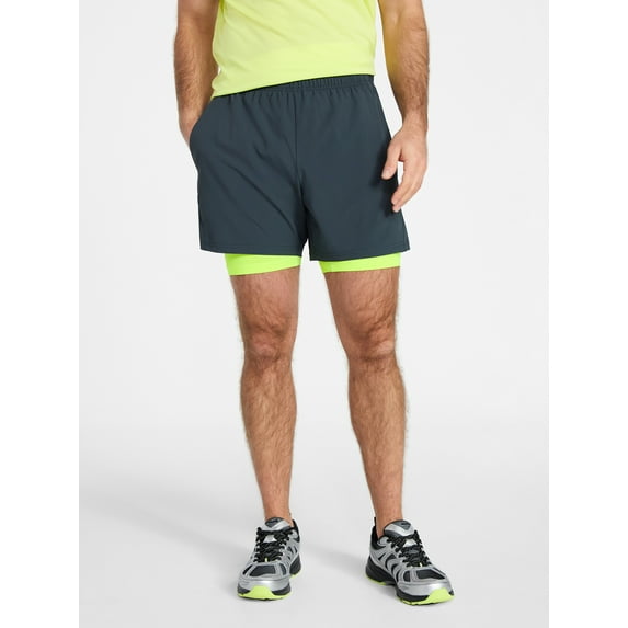 Athletic Works Men's and Big Men's 2 in 1 Gym Shorts with Liner, 6" & 8" Inseams, Sizes S-3XL
