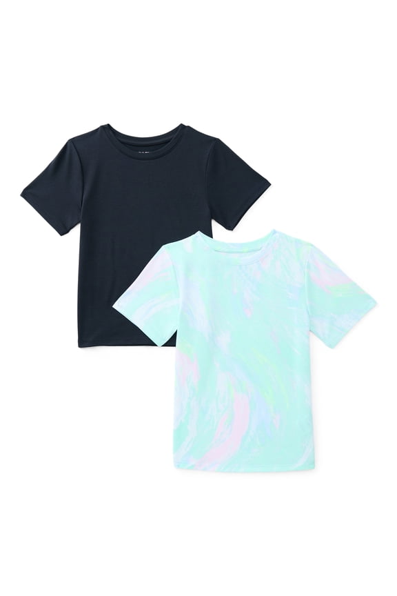 Girls Active Tee with Short Sleeves, 2-Pack, Sizes 4-18 & Plus
