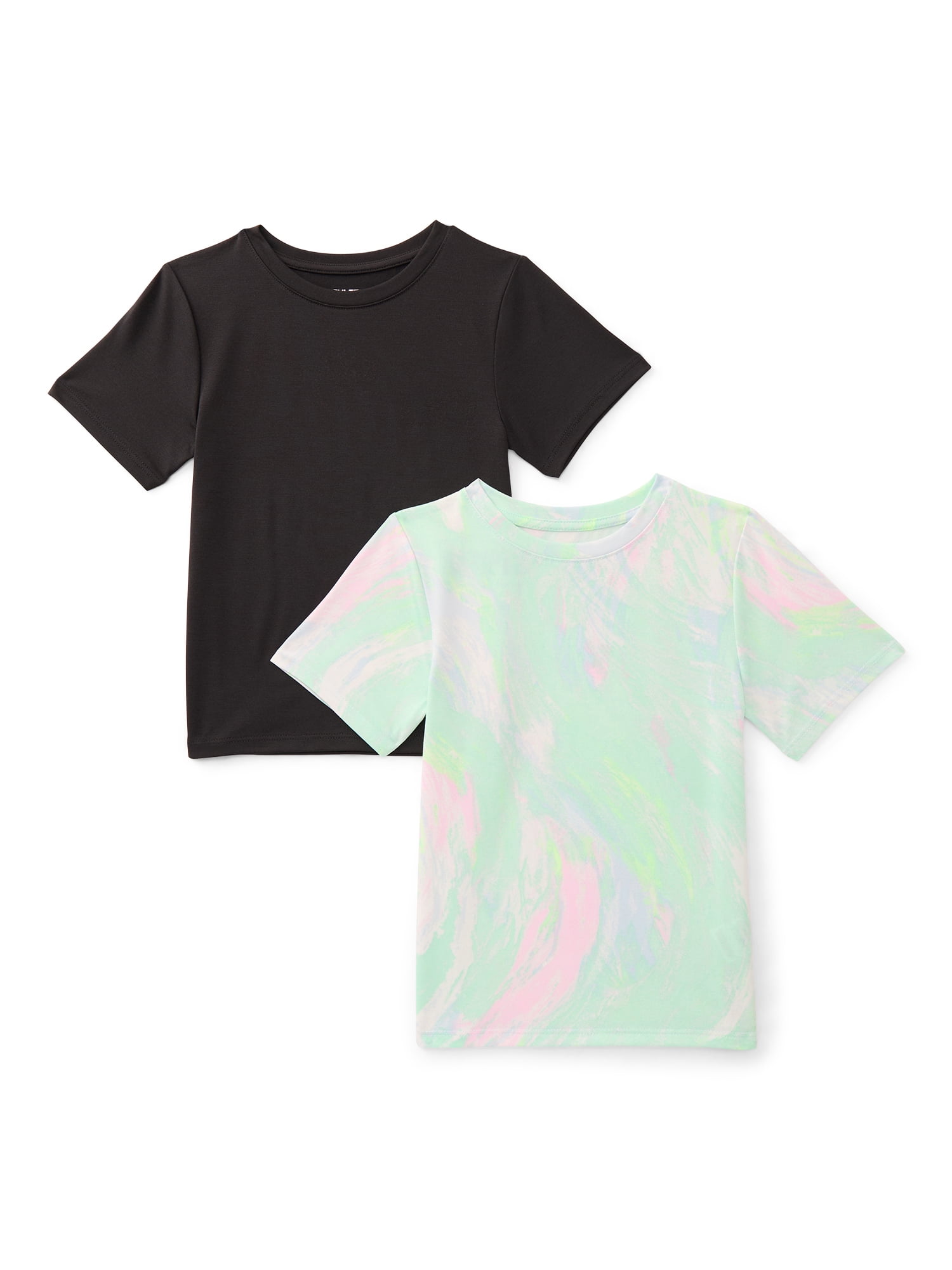 Athletic Works Girls Active Tee with Short Sleeves, 2-Pack, Sizes 4-18 & Plus