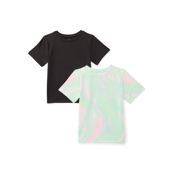 Athletic Works Girls Active Tee with Short Sleeves, 2-Pack, Sizes 4-18 & Plus