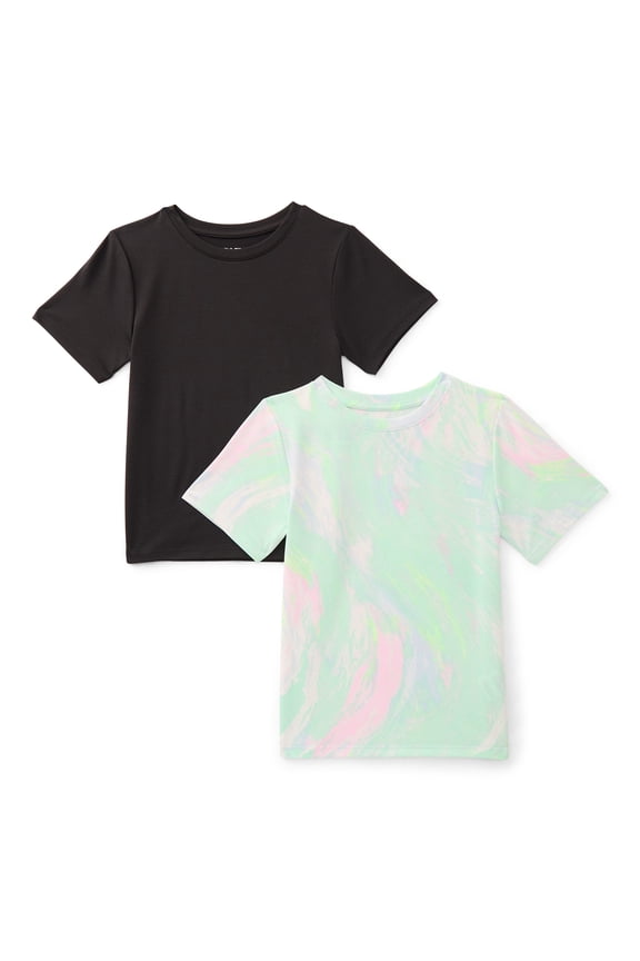 Girls Active Tee with Short Sleeves, 2-Pack, Sizes 4-18 & Plus