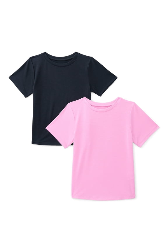 Girls Active Tee with Short Sleeves, 2-Pack, Sizes 4-18 & Plus