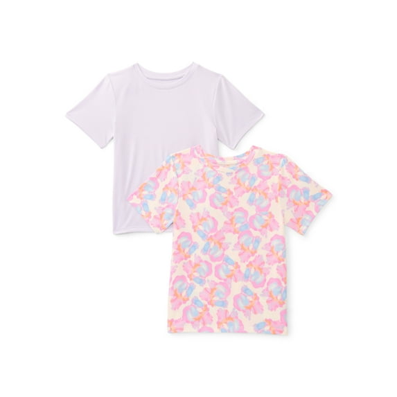 Athletic Works Girls Active Tee with Short Sleeves, 2-Pack, Sizes 4-18 & Plus