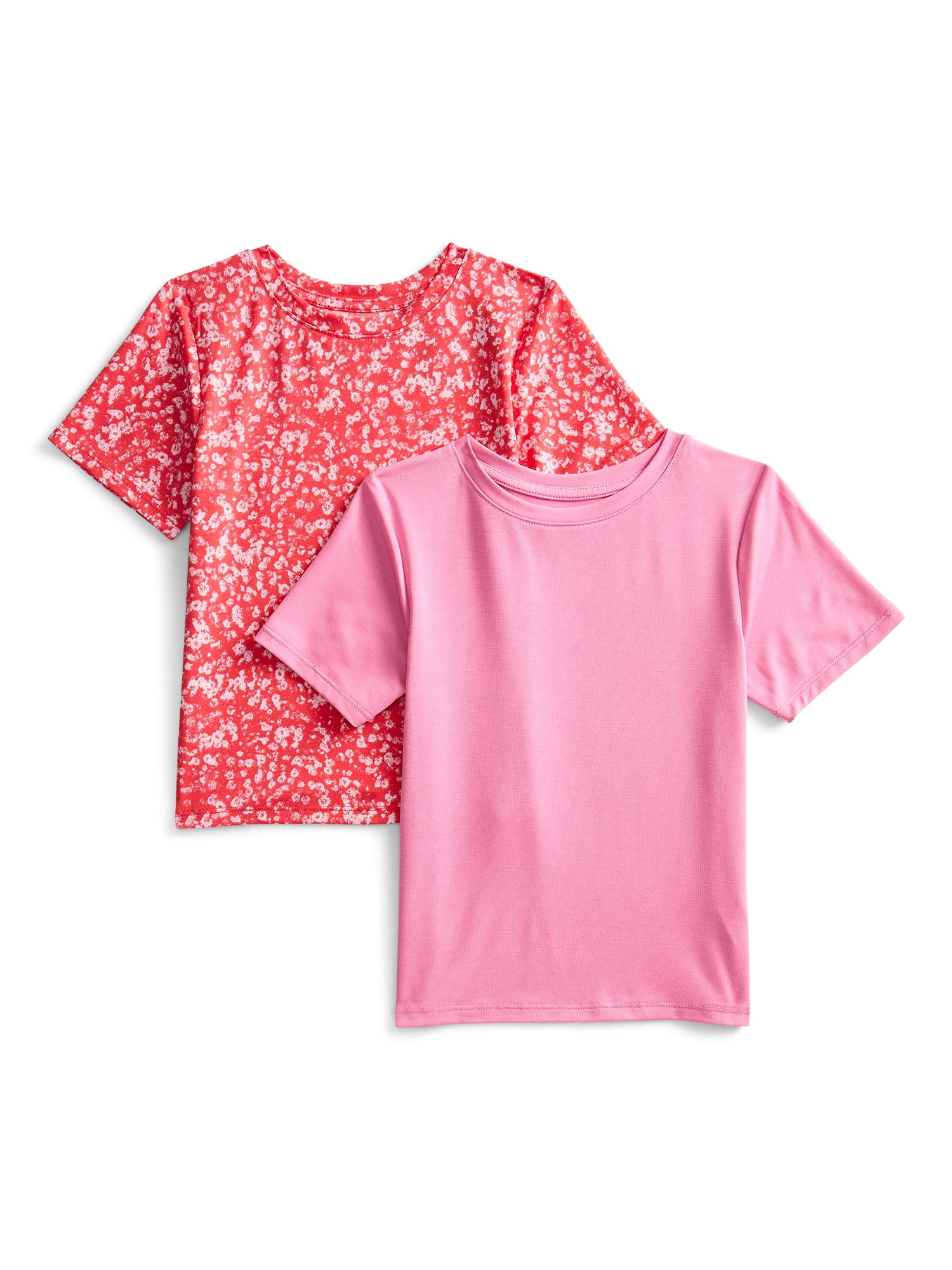 Athletic Works Girls Active Tee with Short Sleeves, 2-Pack, Sizes 4-18 & Plus