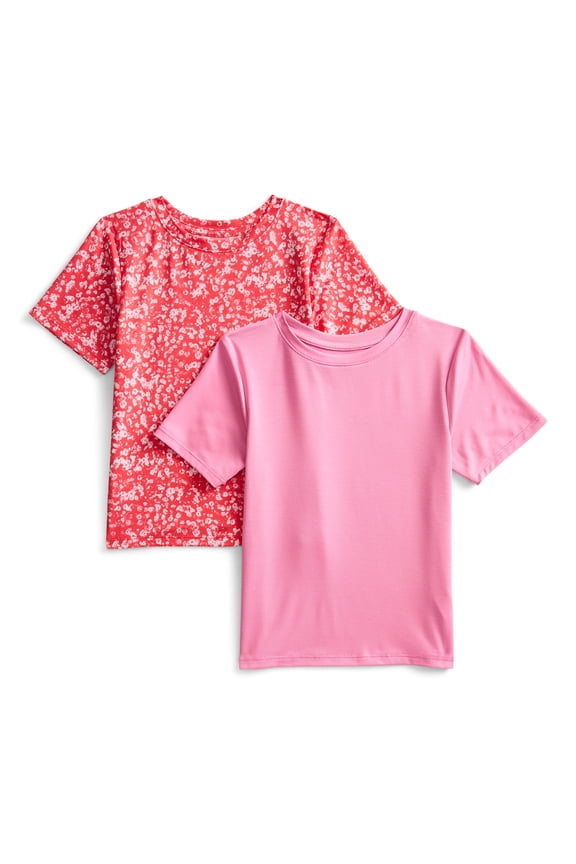 Girls Active Tee with Short Sleeves, 2-Pack, Sizes 4-18 & Plus