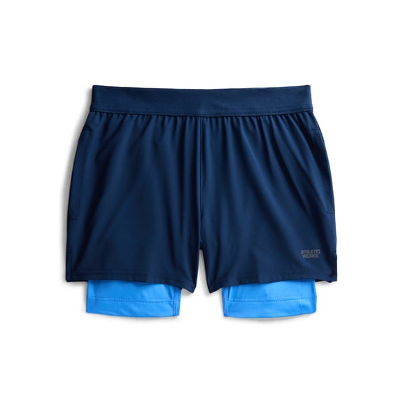 Athletic Works Boys 2 in 1 Running Shorts with Liner, Sizes XS-XXL