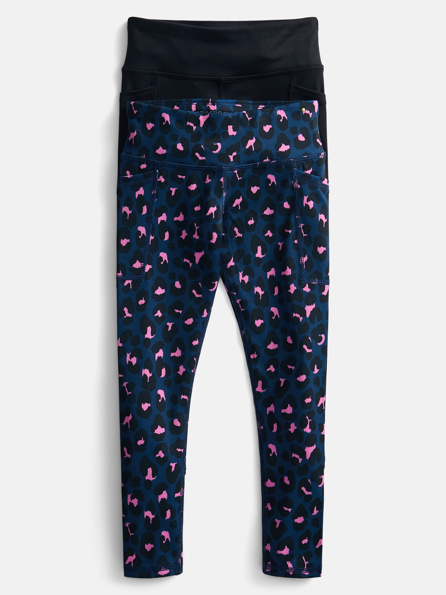 Athletic Works Girls Active Leggings, 2-Pack, Sizes 4-18 & Plus