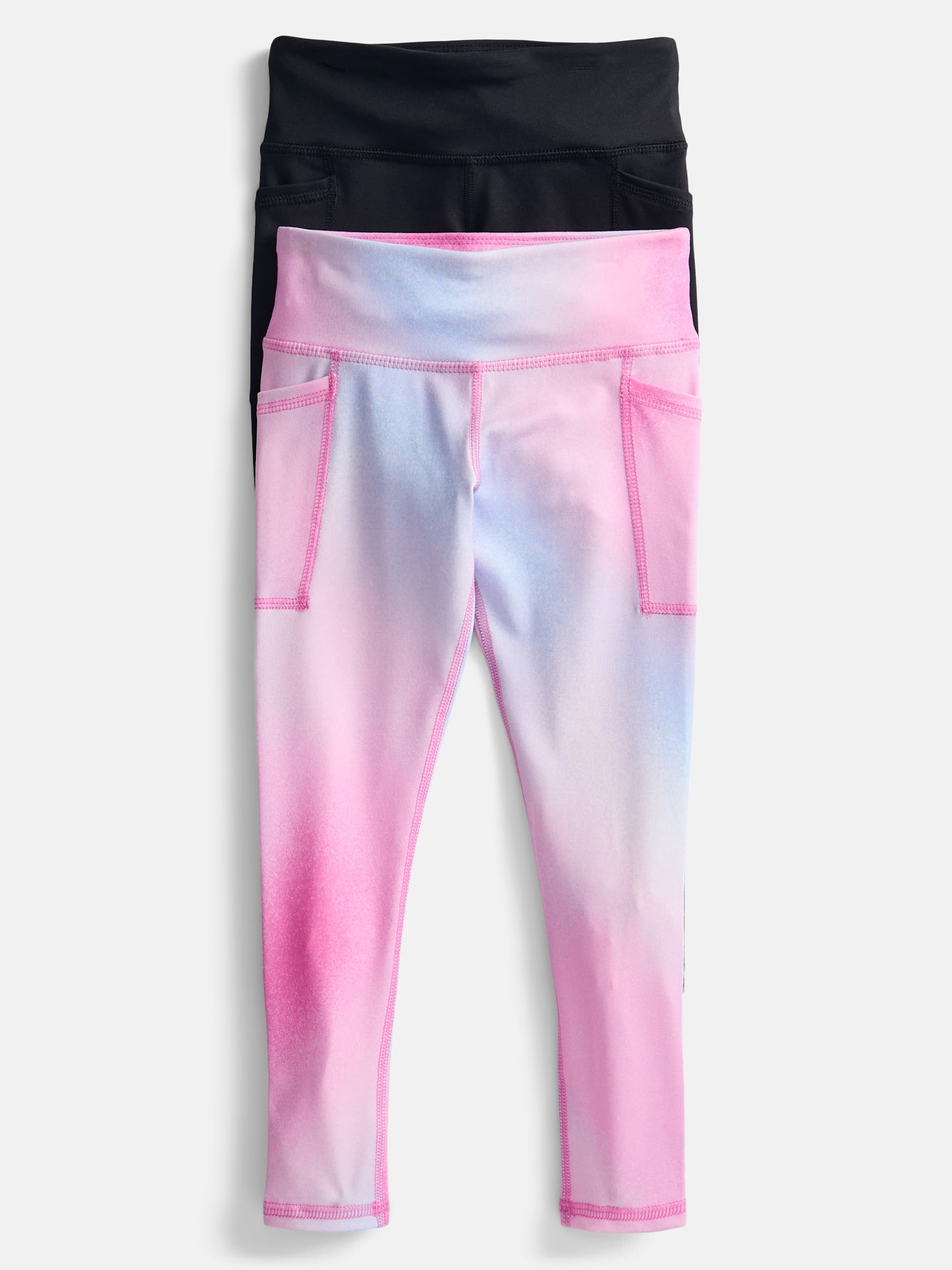 Athletic Works Girls Active Leggings, 2-Pack, Sizes 4-18 & Plus