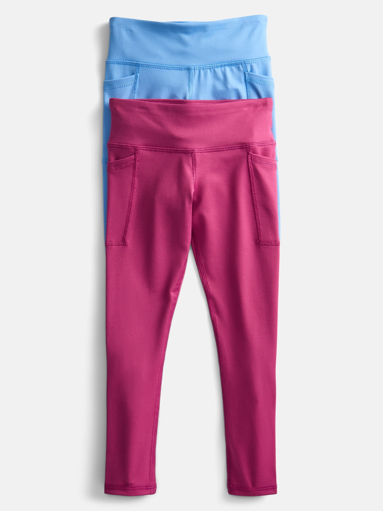 Athletic Works Girls Active Leggings, 2-Pack, Sizes 4-18 & Plus