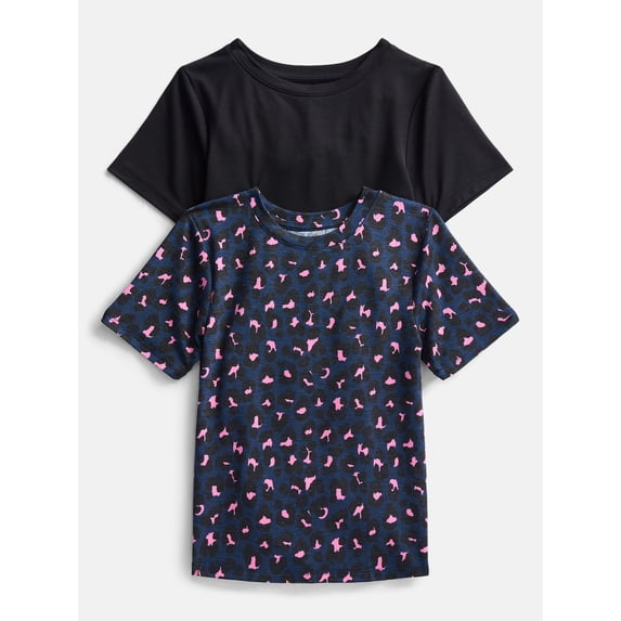 Athletic Works Girls and Girls Plus Active Tee with Short Sleeves, 2 Pack, Sizes 4-18
