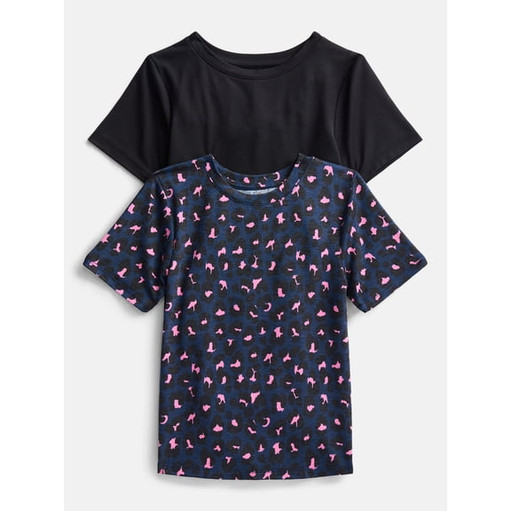Athletic Works Girls and Girls Plus Active Tee with Short Sleeves, 2 Pack, Sizes 4-18