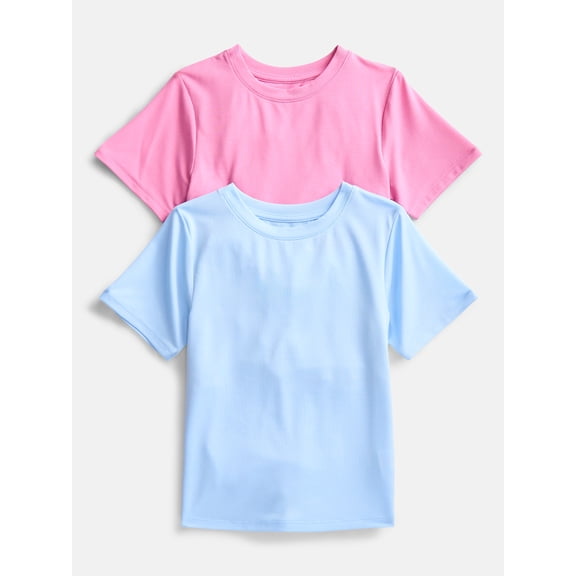 Athletic Works Girls and Girls Plus Active Tee with Short Sleeves, 2 Pack, Sizes 4-18
