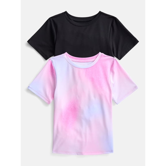 Athletic Works Girls and Girls Plus Active Tee with Short Sleeves, 2 Pack, Sizes 4-18