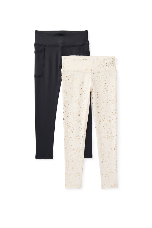 Girls Active Foil Print Leggings, 2-Pack, Sizes 4-18
