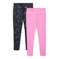thumbnail image 1 of Athletic Works Girls Active Foil Print Leggings, 2-Pack, Sizes 4-18, 1 of 3