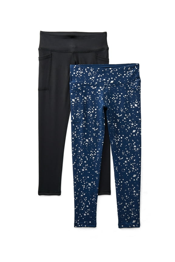 Girls Active Foil Print Leggings, 2-Pack, Sizes 4-18