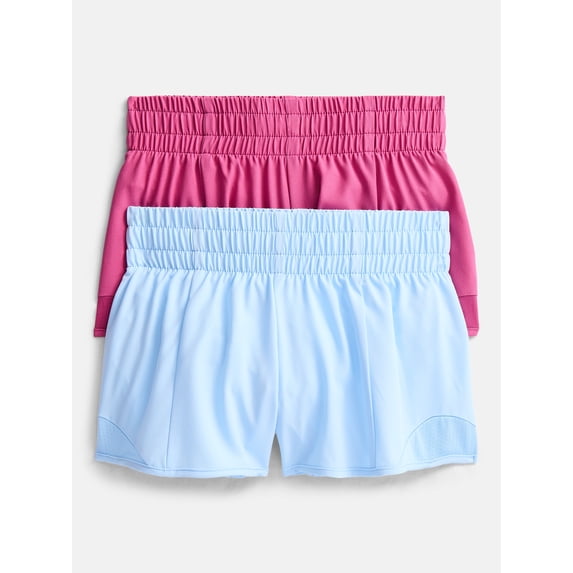 Athletic Works Girls’ Pull On Running Shorts, 2-Pack, Sizes 4-18 & Plus