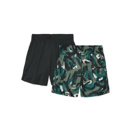 Athletic Works Boys Core Performance Shorts, 2-Pack, Sizes 4-18 & Husky