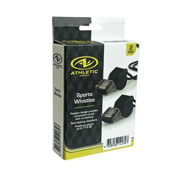 Athletic Works 2-Pack Sports Whistles with Lanyards