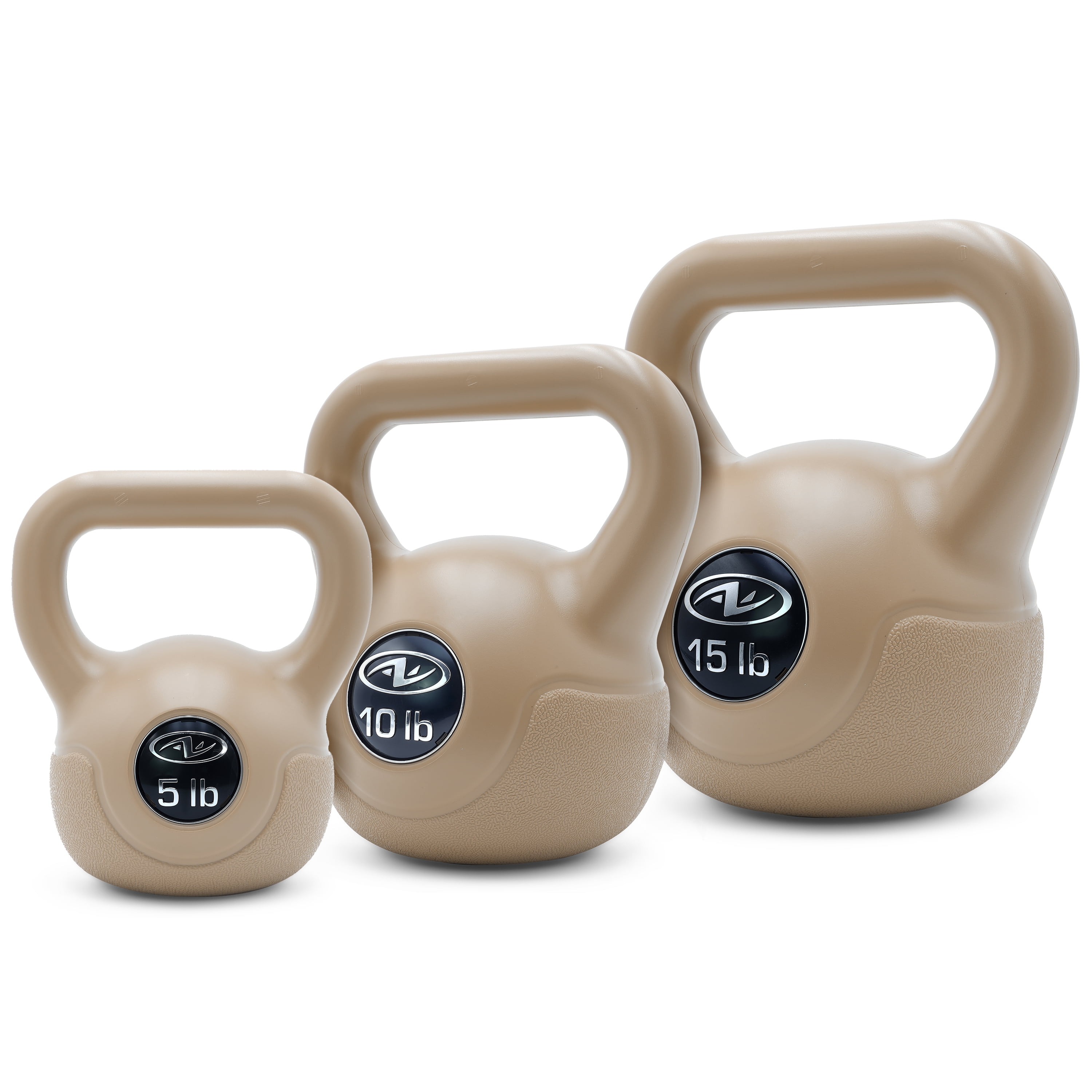 AW 30 lb Cement Kettlebell Weight Set, Vinyl-Coated Home Gym Weights, 5, 10 & 15 LB