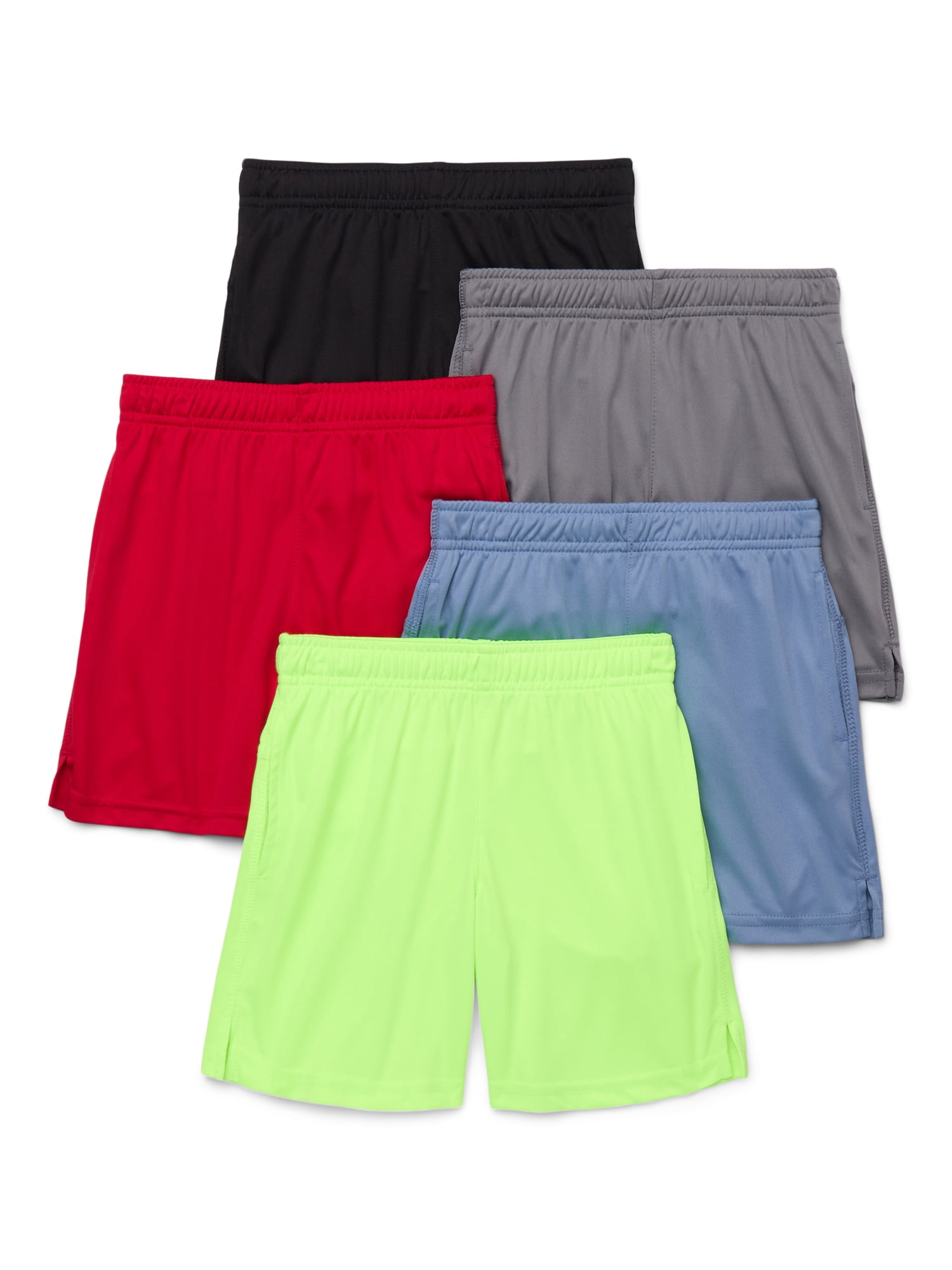 Athletic Works Boys Core Performance Shorts, 5-Pack, Sizes 4-18 & Husky